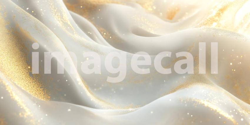 Smooth White Waves Adorned with Scattered Gold Dust Create an Elegant and Ethereal Abstract Design