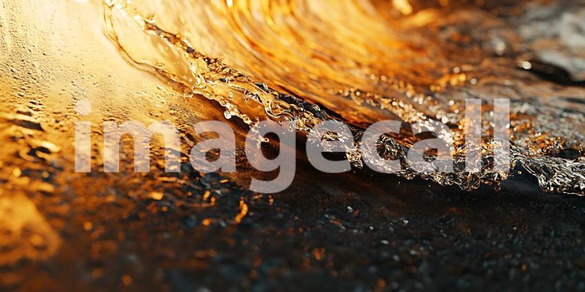 Golden Light Embraces a Rushing Wave Capturing a Fleeting Moment of Water's Dynamic Energy