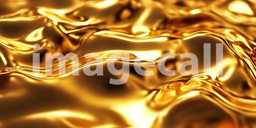 Golden Liquid Shimmers and Flows in a Dance of Light and Luxurious Form