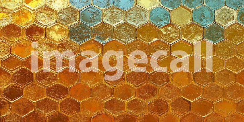 Gleaming Golden Hexagons Interlock in a Pattern of Metallic Brilliance and Geometric Harmony