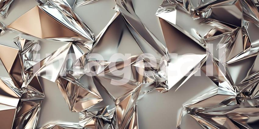 Sharp Edges of Crinkled Silver Foil Reflect Light in a Mosaic of Metallic Shards