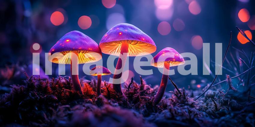 Enchanted Forest Mushrooms A Magical Symphony of Light Color and Bioluminescent Wonder