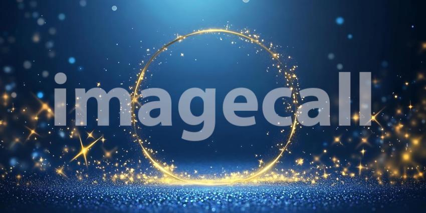 Sparkling Gold Circle Elegant Blue Background for Design Project