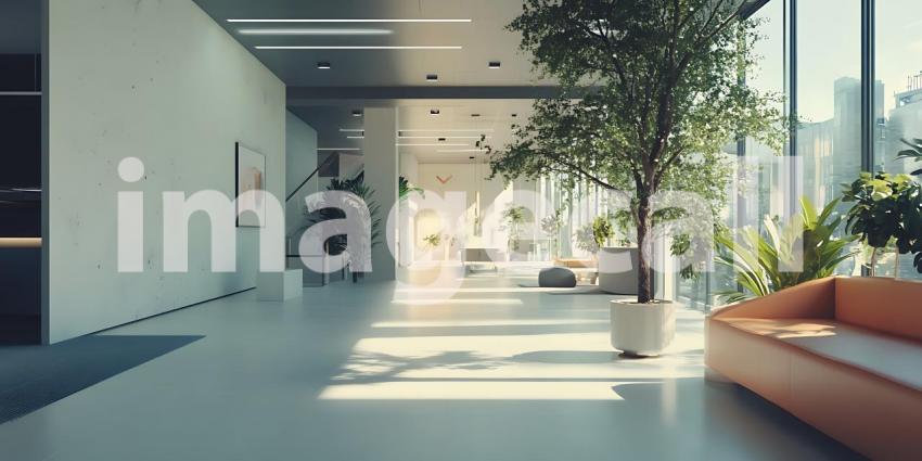 Modern Office Interior Design Sunlight Plants and Minimalist Dec