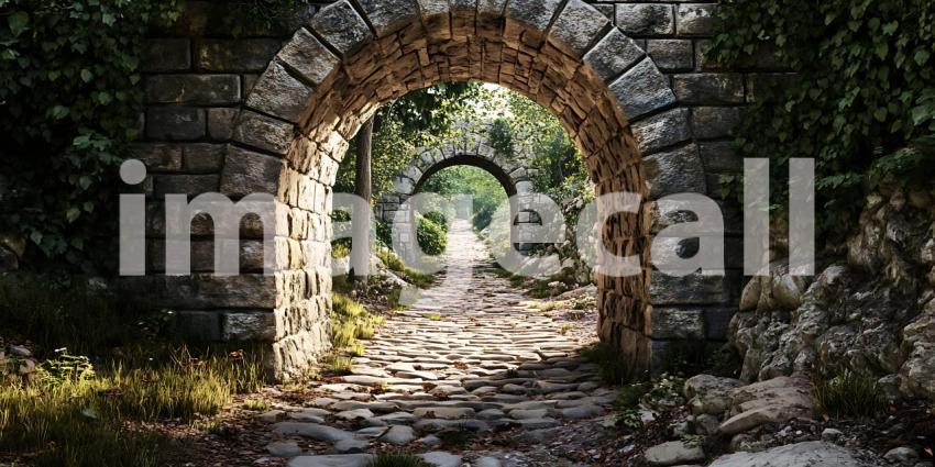 Mystical Stone Archway A Picturesque Path Through Nature