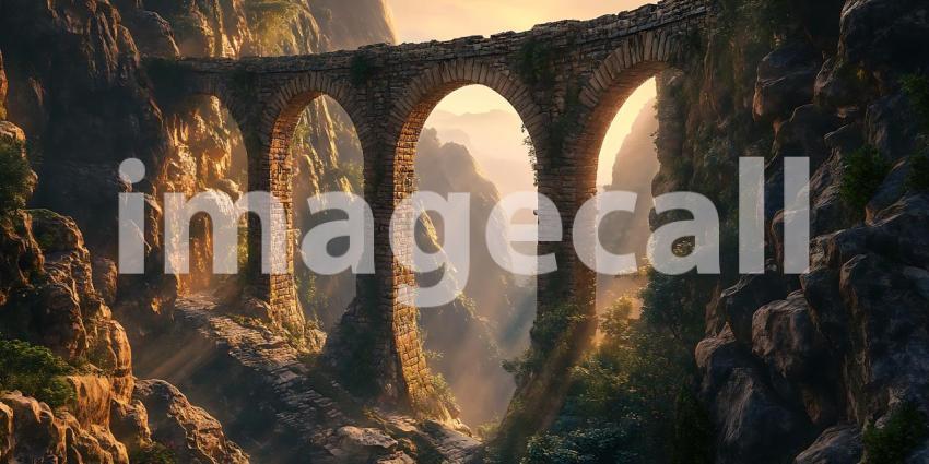 Enchanted Stone Bridge Fantasy Landscape Art