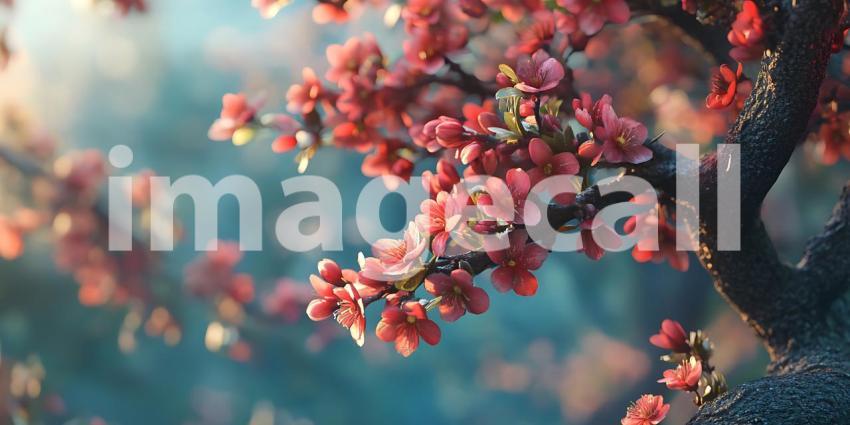 Stunning Pink Blossom Branch Natures Delicate Beauty