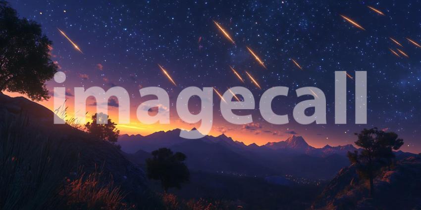 Beneath a Blanket of Stars Mountains Rise in Silent Majesty Under the Watchful Gaze of Night