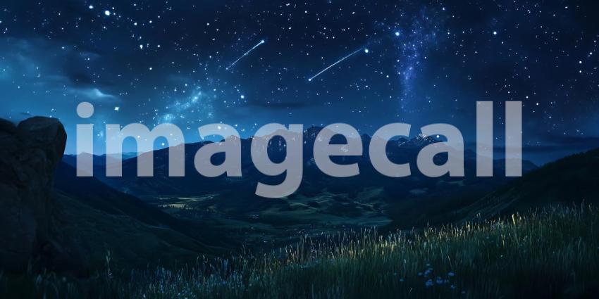 Beneath a Blanket of Stars Mountains Rise in Silent Majesty Under the Watchful Gaze of Night