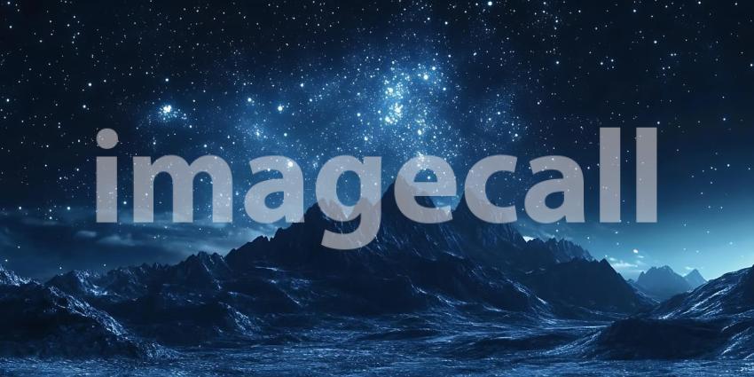Beneath a Blanket of Stars Mountains Rise in Silent Majesty Under the Watchful Gaze of Night