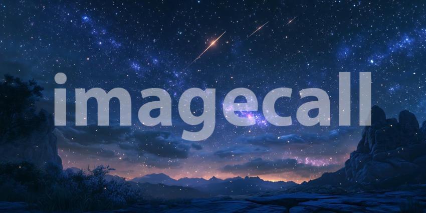 Beneath a Blanket of Stars Mountains Rise in Silent Majesty Under the Watchful Gaze of Night