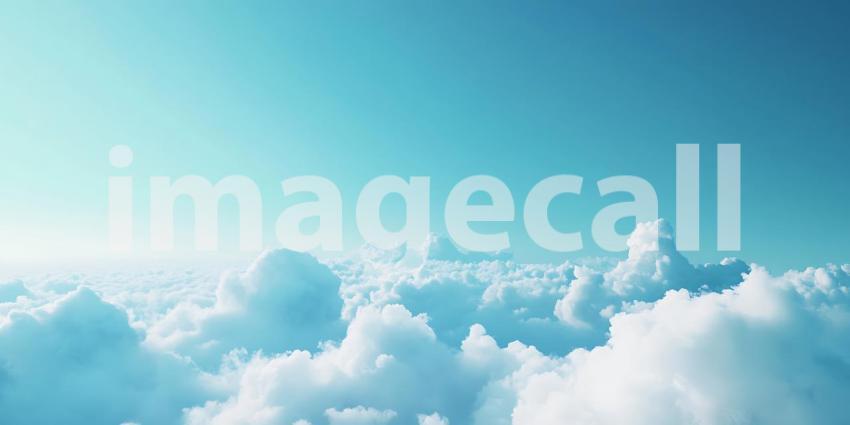 A Sea of Fluffy White Clouds Stretches Beneath a Vast Expanse of Clear Blue Sky