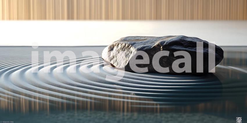 A Serene Garden Where Stone and Blossom Meet in a Dance of Peaceful Harmony