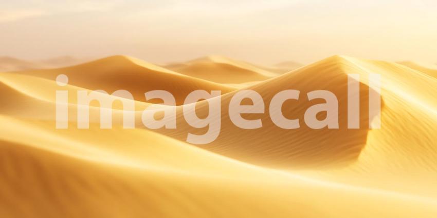 Golden Sands Stretch Towards a Horizon Bathed in the Warm Glow of a Desert Sunrise