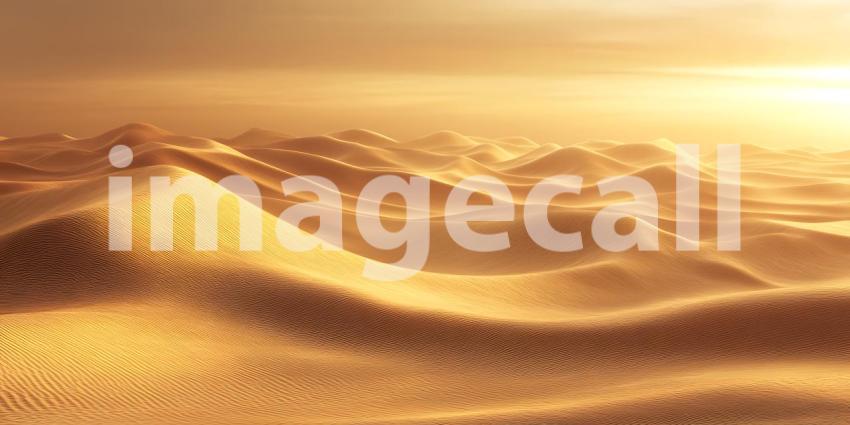 Golden Sands Stretch Towards a Horizon Bathed in the Warm Glow of a Desert Sunrise