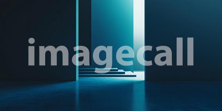 A Serene Space Where Shadows Dance in Harmony with Soft Blue Light and Gentle Reflections