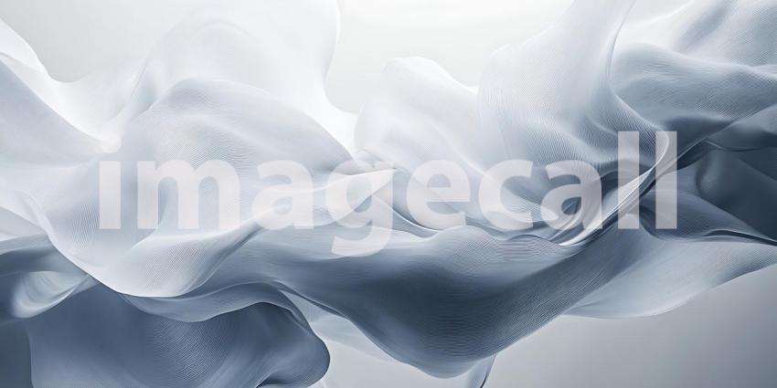 Delicate White Fabric Swirls and Flows in an Ethereal Dance of Lightness and Subtle Shadow