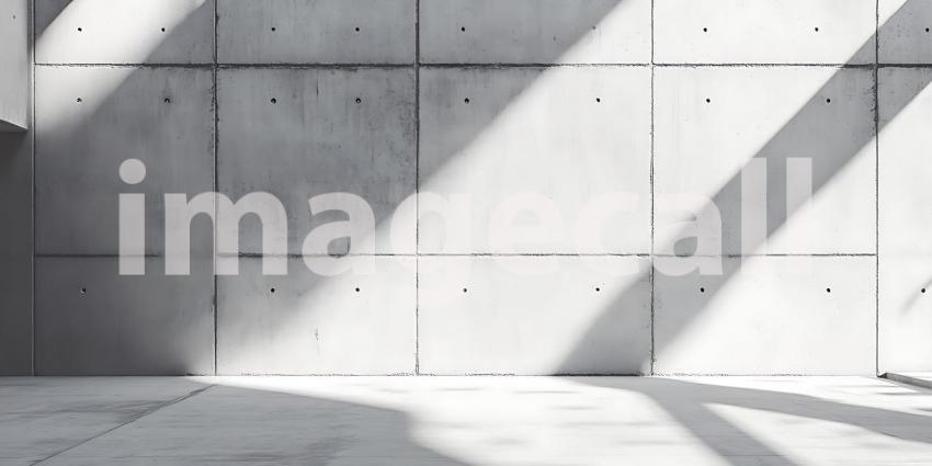 Sunlight Creates Bold Shadows on a Modern Concrete Wall in a Minimalist Architectural Space