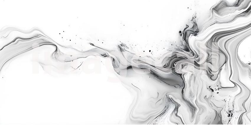 Swirls of Black Ink Dance Across a White Canvas Creating an Elegant Abstract Design