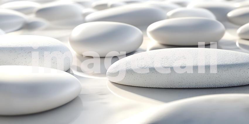 Smooth White Stones Rest Gently Together on a Light Surface Creating a Minimalist Scene