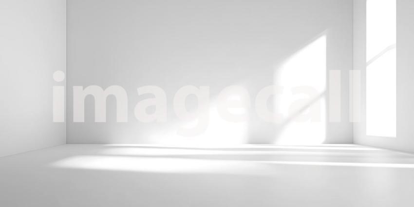 Sunlight Streams into an Empty White Room Creating a Minimalist Study of Light and Shadow
