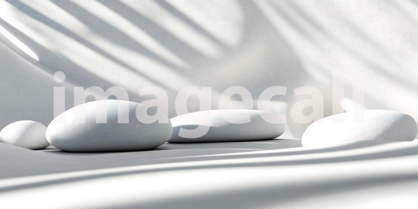 Smooth White Stones Rest Gently Together on a Light Surface Creating a Minimalist Scene