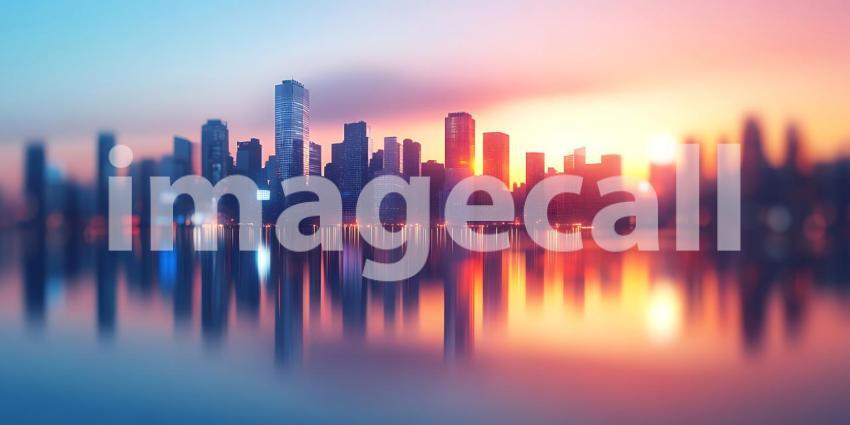 A Symphony of City Lights Reflected in Calm Waters Where Urban Dreams Meet Nights Embracent