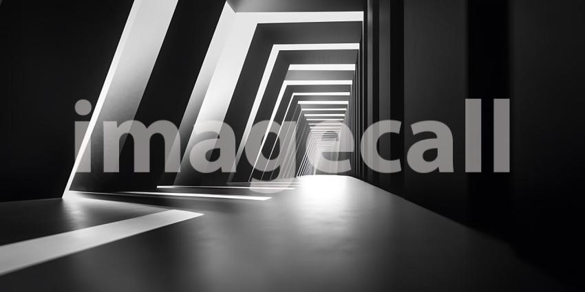 A Tunnel of Light and Shadow Beckons the Eye into an Infinite Perspective of Geometric Mystery