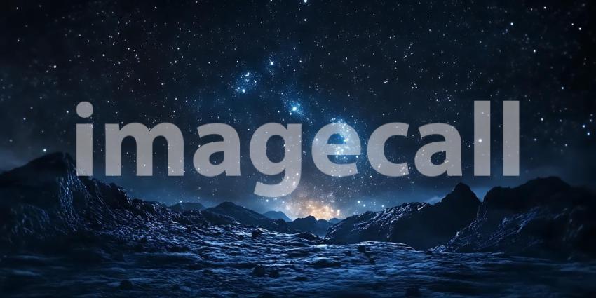 Beneath a Blanket of Stars Mountains Rise in Silent Majesty Under the Watchful Gaze of Night