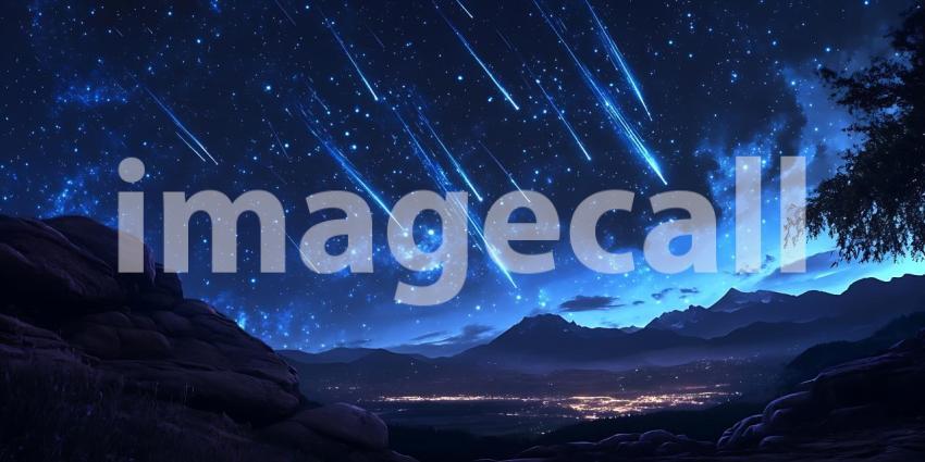 Beneath a Blanket of Stars Mountains Rise in Silent Majesty Under the Watchful Gaze of Night