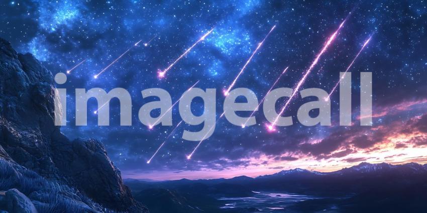 Beneath a Blanket of Stars Mountains Rise in Silent Majesty Under the Watchful Gaze of Night