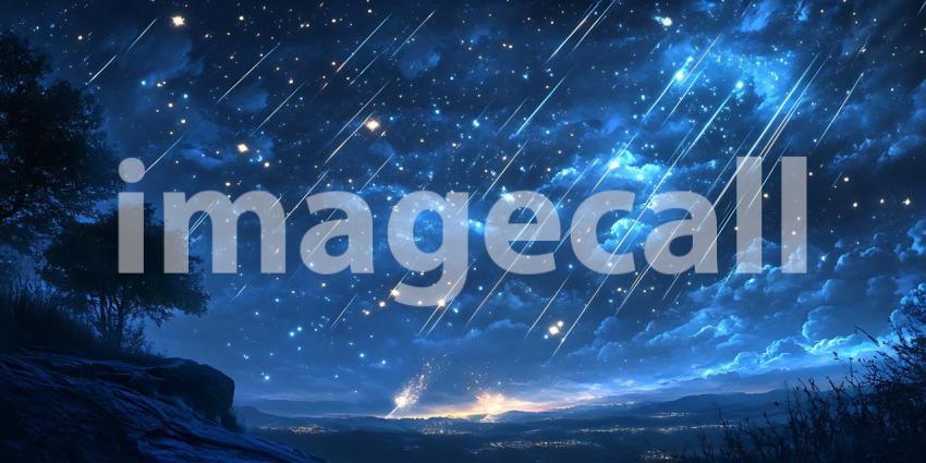 Beneath a Blanket of Stars Mountains Rise in Silent Majesty Under the Watchful Gaze of Night