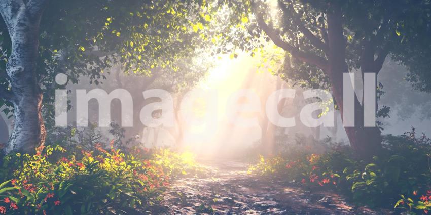 Sunbeams Through the Forest: Magical Nature Wallpaper