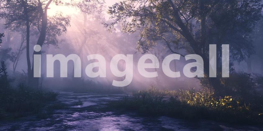 Misty Forest Sunrise: A Serene Nature Scene