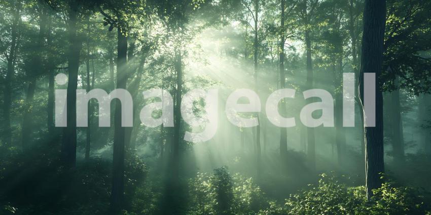 Magical Forest: Sunbeams Through Trees - Nature Wallpaper