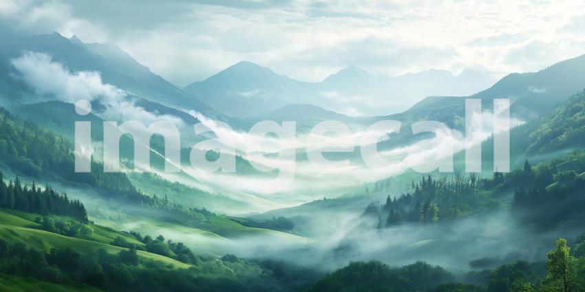 Stunning Misty Mountain Landscape: Breathtaking Nature Photograp