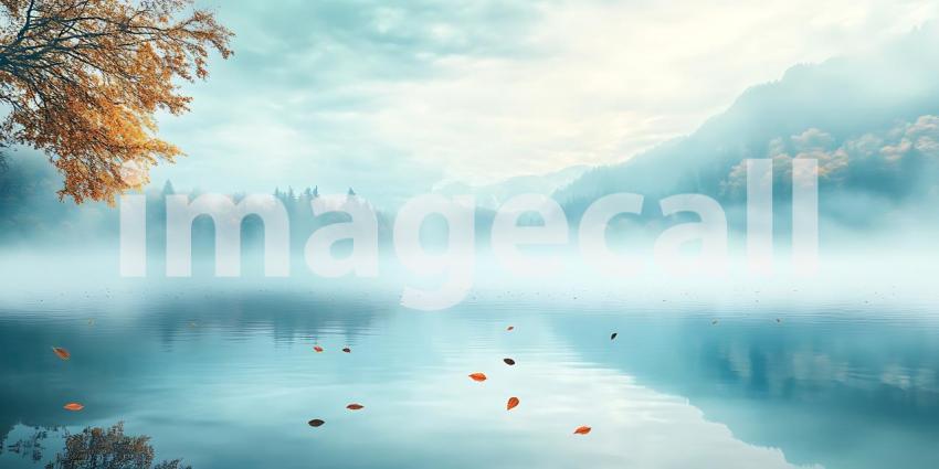 Misty Lake Landscape: Serene Nature Background Image