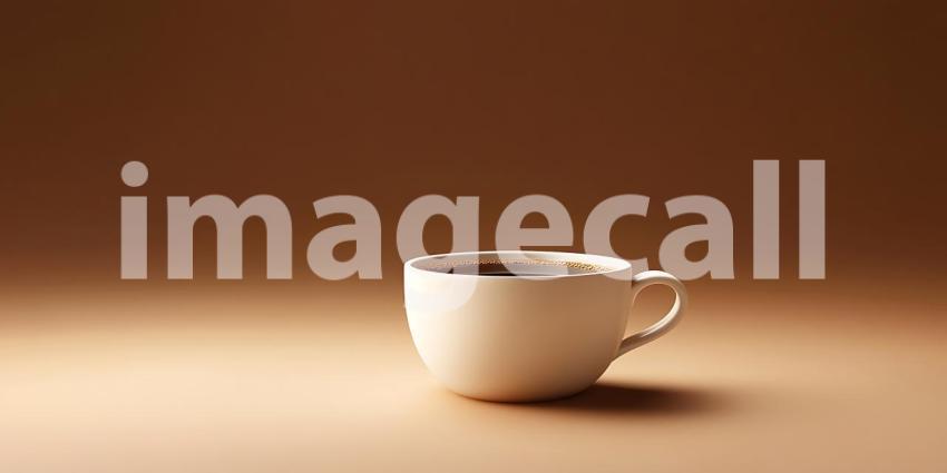 A Solitary White Coffee Cup Sits on a Saucer in a Warm and Minimalist Setting