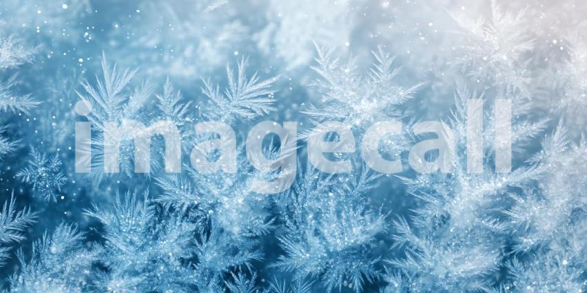 Delicate Ice Crystals Form a Beautiful Snowflake in a Cool and Wintery Scene