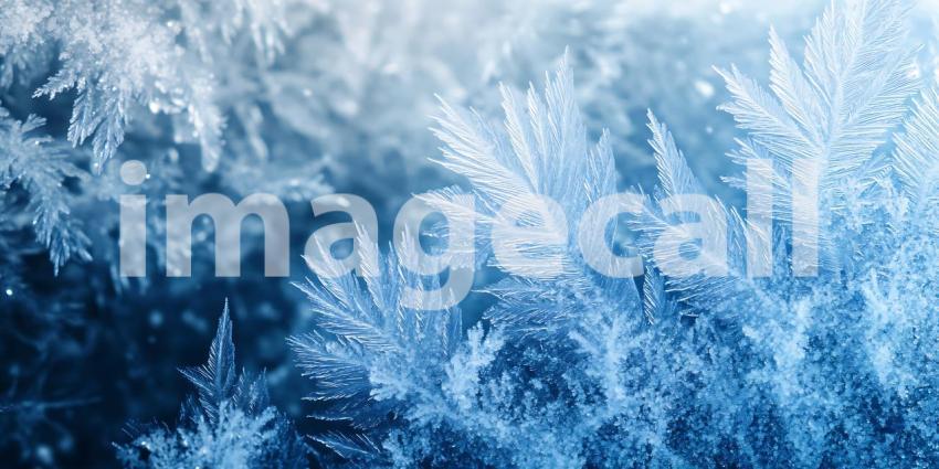Delicate Ice Crystals Form a Beautiful Snowflake in a Cool and Wintery Scene