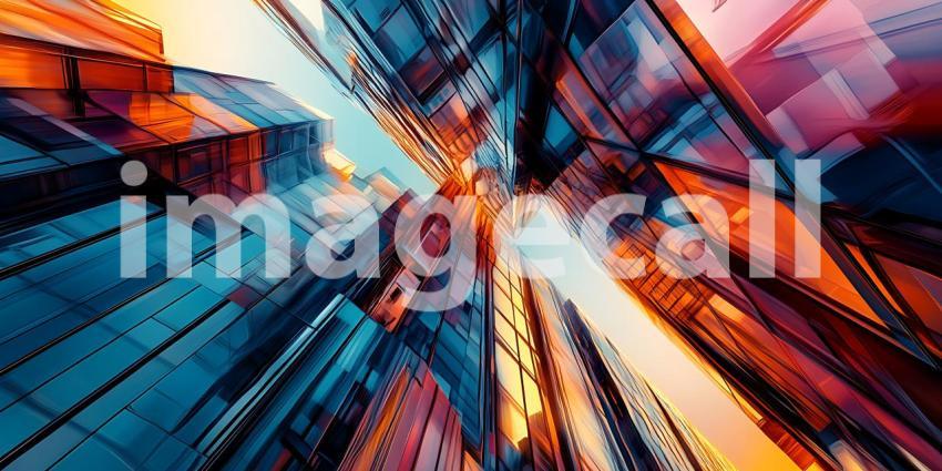 Abstract Geometric Shapes in Vibrant Red and Blue Create a Dynamic and Futuristic Perspective