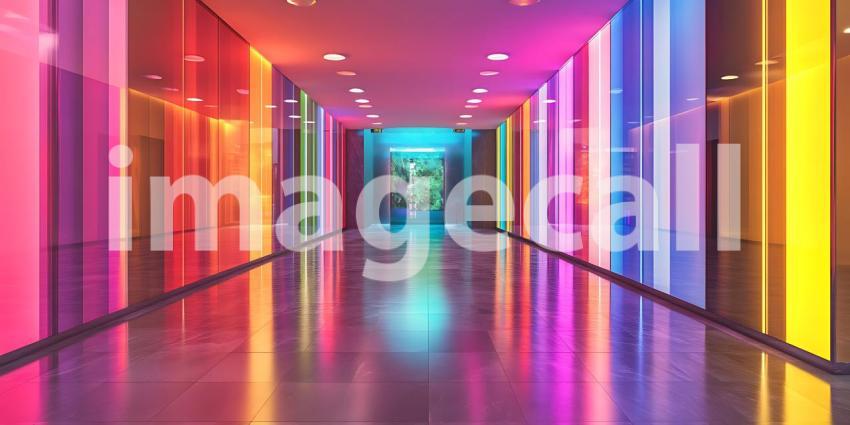 Vibrant Neon Corridor: Colorful Abstract Background