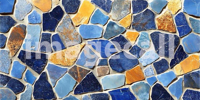 Blue, Gold, and Brown Mosaic Tile Texture Background