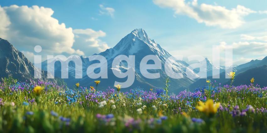 Stunning Mountain Landscape with Wildflowers