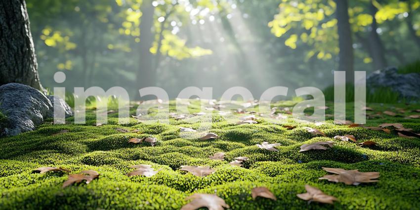 Sunlit Forest Path Green Nature Background