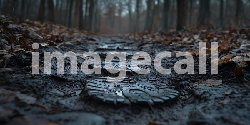 Moody Forest Path: Dark Winter Woods Background Image