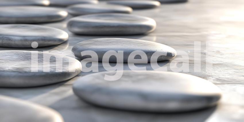 Smooth Grey Stones Rest Peacefully on a Light Surface Creating a Sense of Calm and Balance
