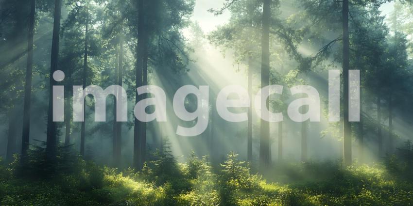 Sunbeams Filtering Through a Mystical Forest: A Breathtaking Nat