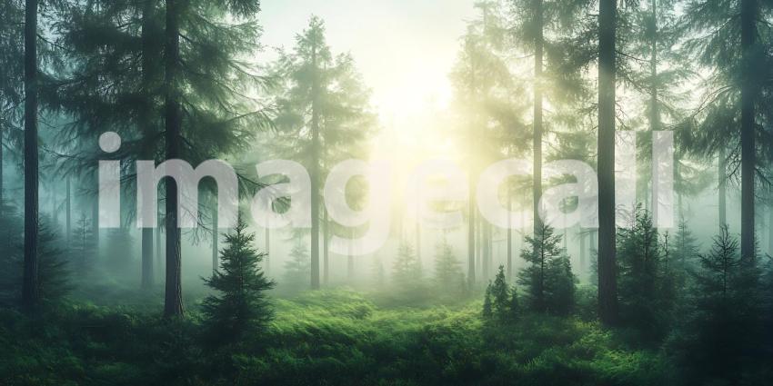 Misty Forest Sunrise: A Serene Nature Photograph