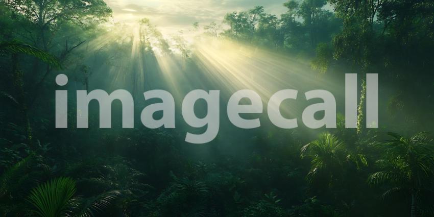 Sunbeams Filtering Through Lush Green Forest Canopy: A Nature Ph